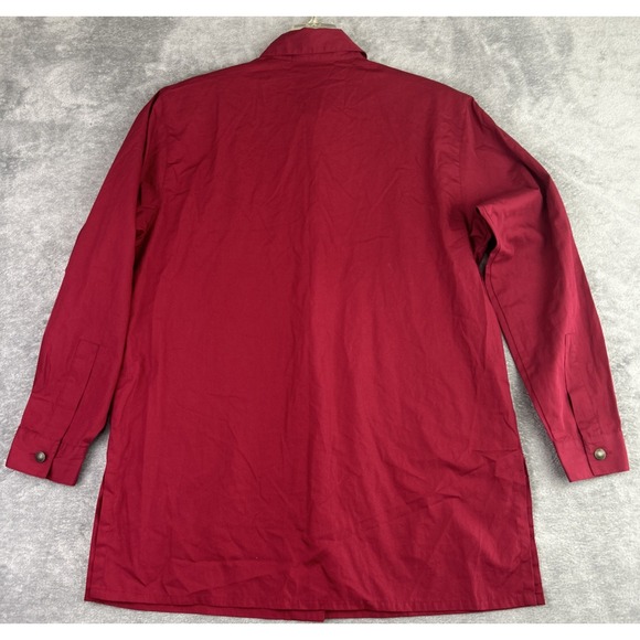 Bechamel Blouse M Red Native American Embroidery Metal‎ Indian Head Buttons VTG - Picture 5 of 13